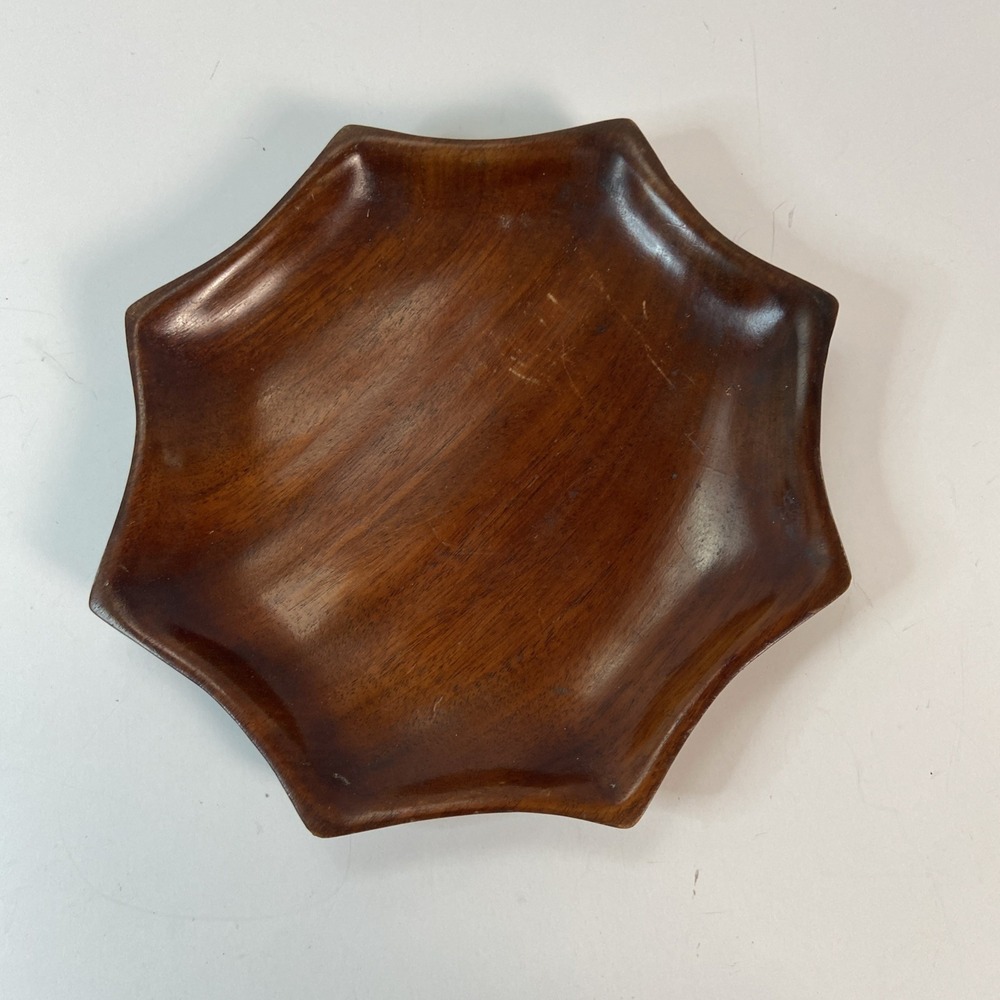 Vtg Solid Mahogany Wooden Tray Platter Handmade in Haiti Table Decor Catch All